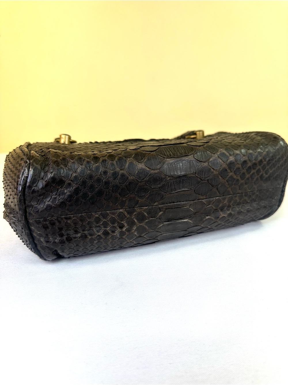 Bottega Veneta RARE Kari Python Frame Baguette Ebano Brown/Charcoal Vintage COA - Picture 12 of 17